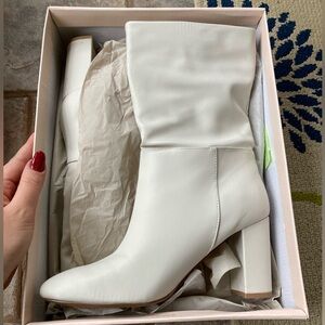 Chinese laundry winter white chunky heel boots